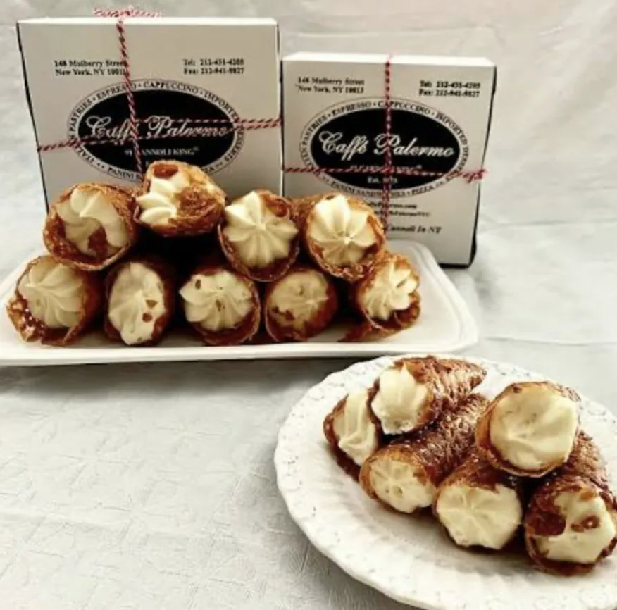 A box of Caffè Palermo cannoli